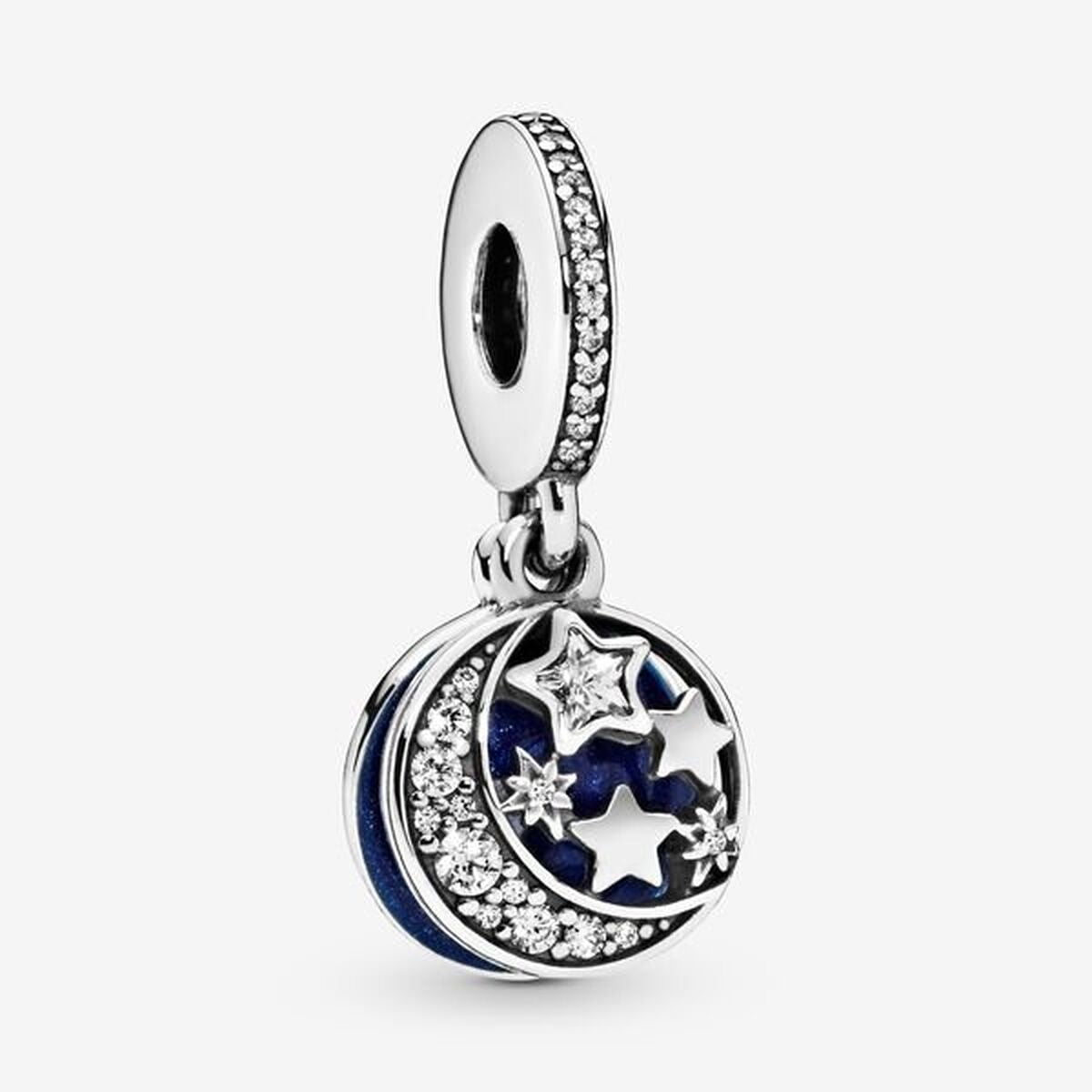 Woman's charm link Pandora MOON AND STAR SILVER
